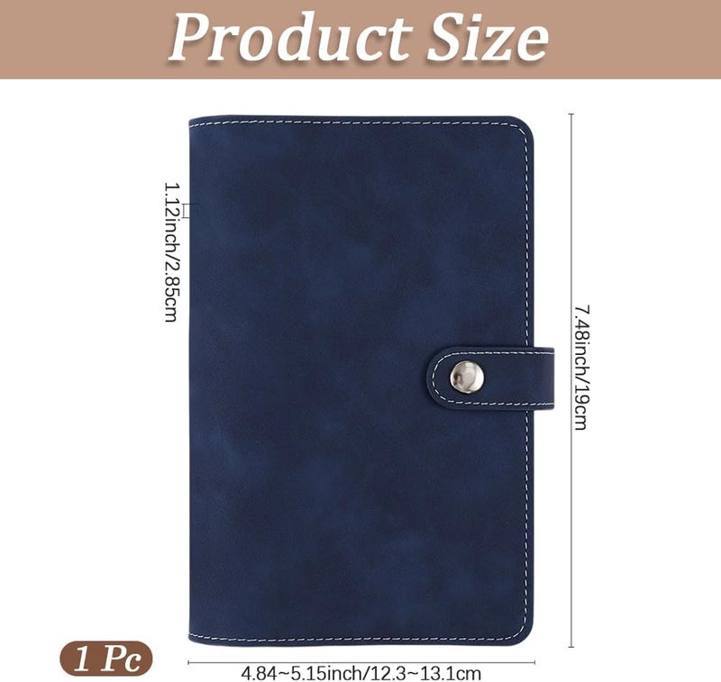 CALFOVERA A6 PU Leather Binder Cover Refillable Soft Cover Travel Journal Notebook Protector Folder 6 Ring Planner Cover Loose Leaf Binder with Divider Pocket for Meeting Filler Paper Cash (Dark Blue) - Image 2
